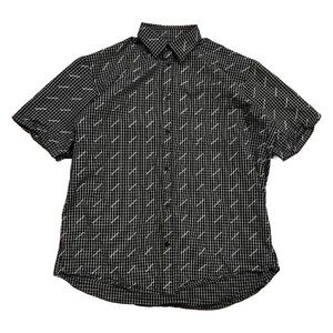 Balenciaga All Over Logo Poplin Short Sleeve Button Up Mens Sz 40 AOP